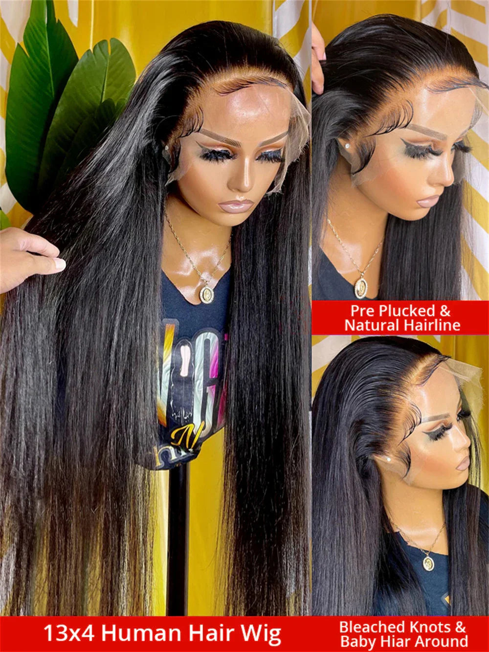 Brazilian 13X6 Transparent Bone Straight Lace Frontal Wig