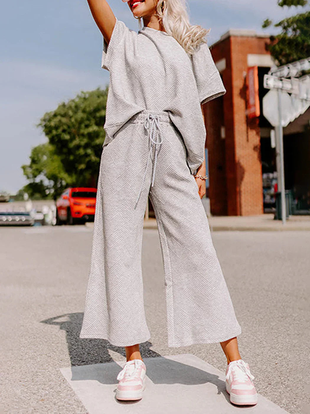 Spring Summer Casual Solid Short Sleeve T-Shirt Wide