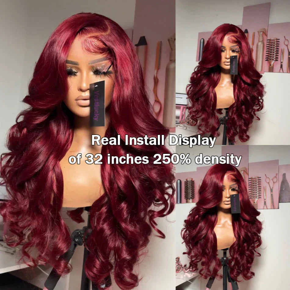 Burgundy Lace Front Human Hair Wig