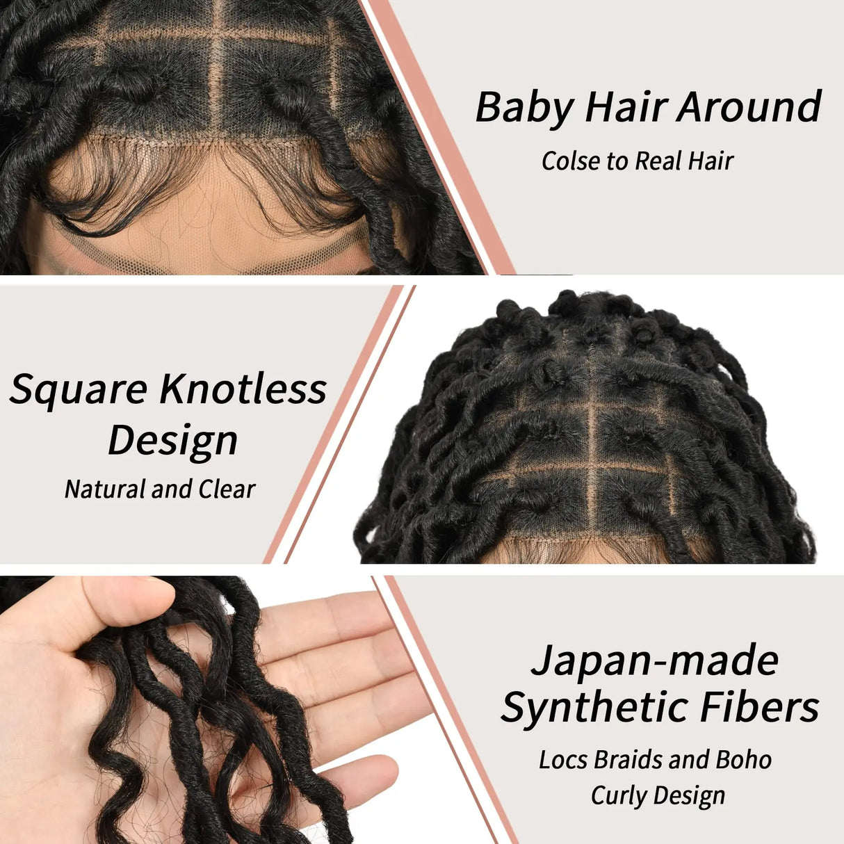 Kalyss Square Knotless Locs Briaded Wigs Full