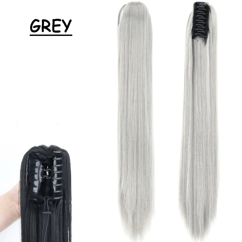 Synthetic Claw Clip On Ponytail Hair Extensions Long
