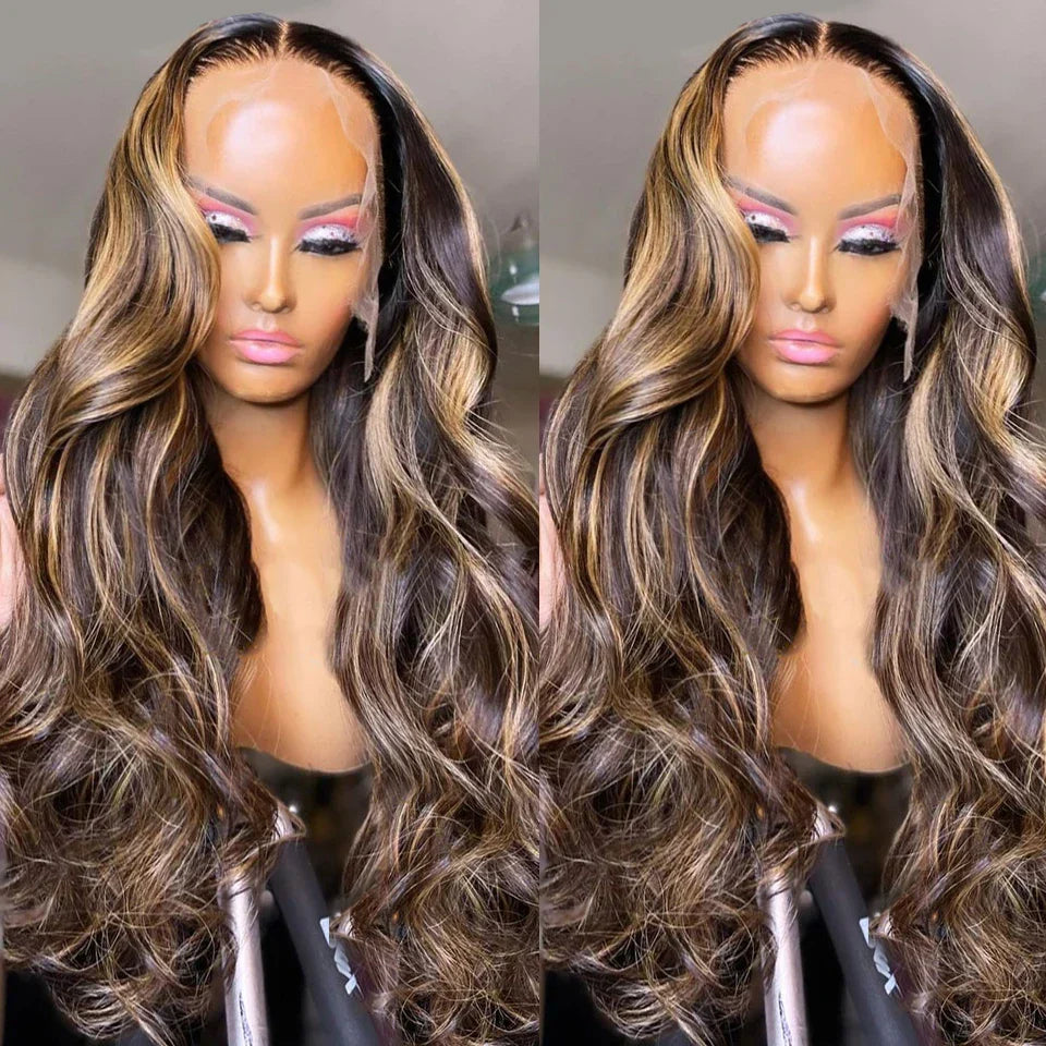 Transparent 13X4 Lace Front Human Hair Wigs Highlight