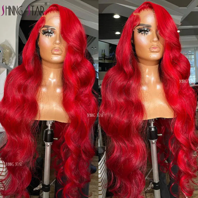 Hd Lace Frontal Human Hair Wigs Red