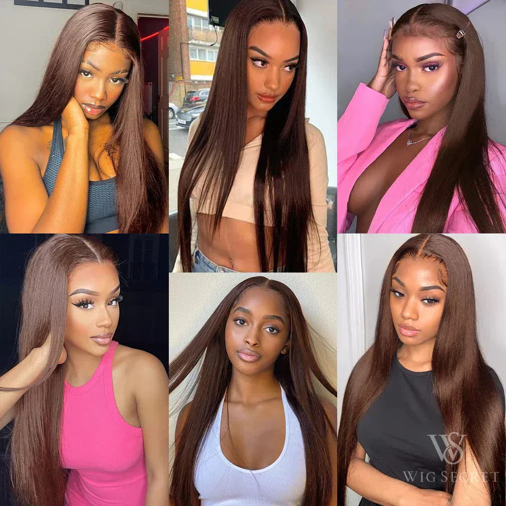Chocolate Brown Straight X Lace Front Wig Density