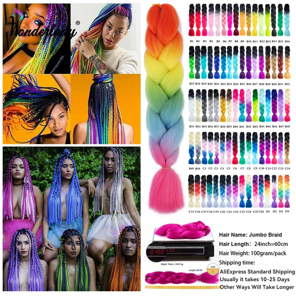 Wonderlady Color Long Colored Braiding Hair Jumbo Braids