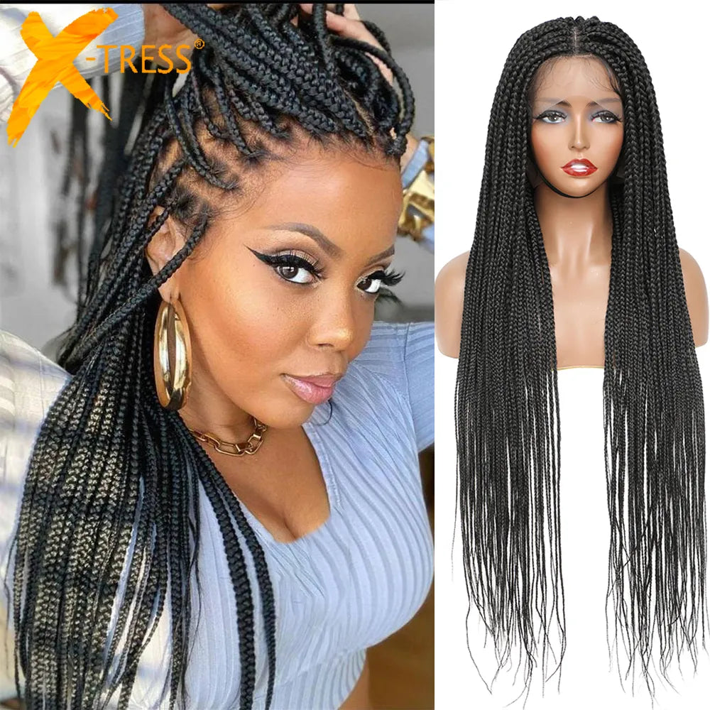 Full Lace Front Box Braided Synthetic Wigs