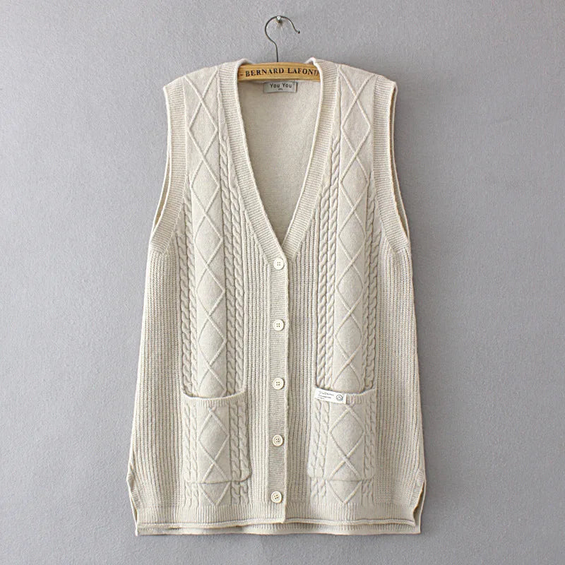 Autumn Winter Sweater Vest Women Clothing Argyle Twist