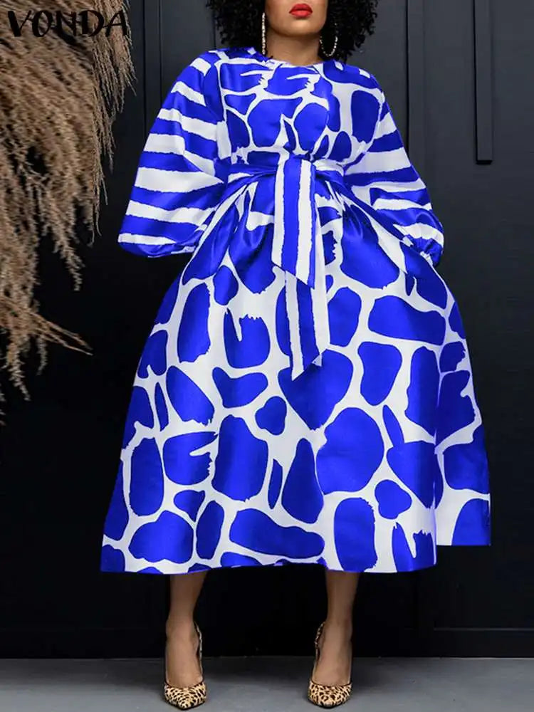 Vonda Women Elegant Party Dress Autumn Long