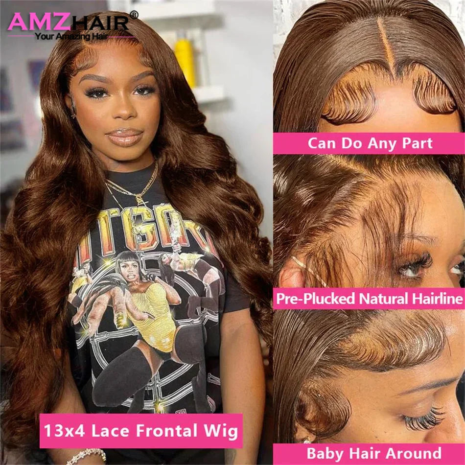 Hd Transparent Chocolate Brown Colored Lace Front Wig