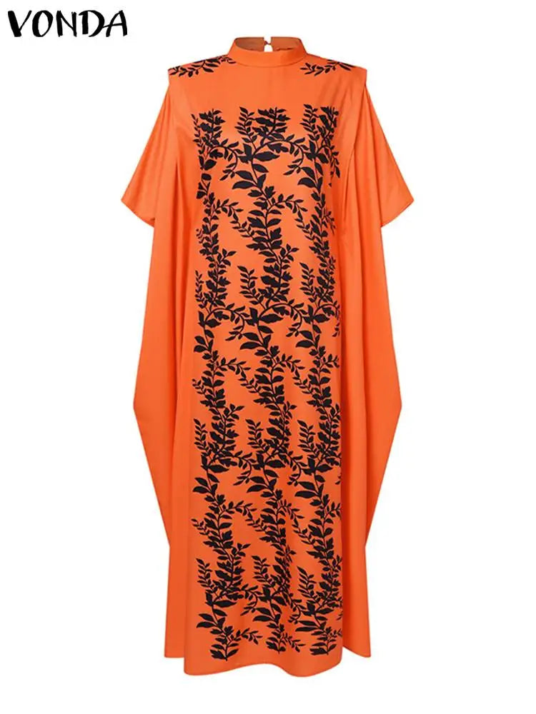 Vonda Women Printed Maxi Dresses Summer Long Robe
