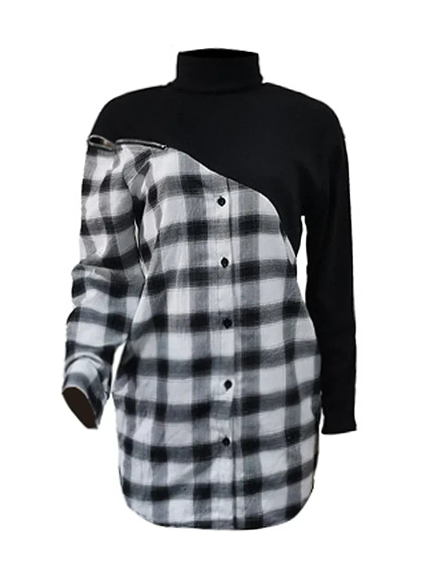 Plaid Print Hollow-Out Dress Women Summer Long