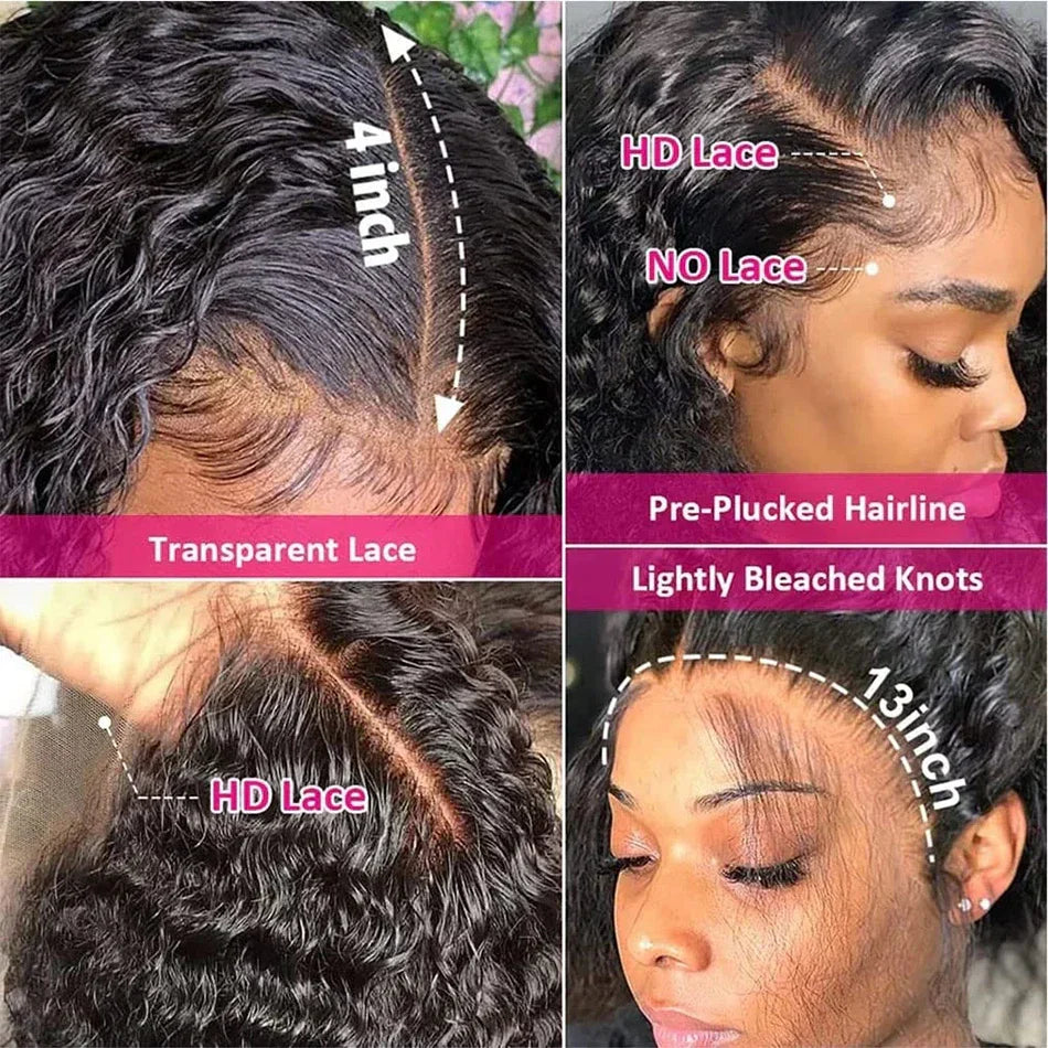 Wiggogo Human Hair X Deep Wave Frontal Wig