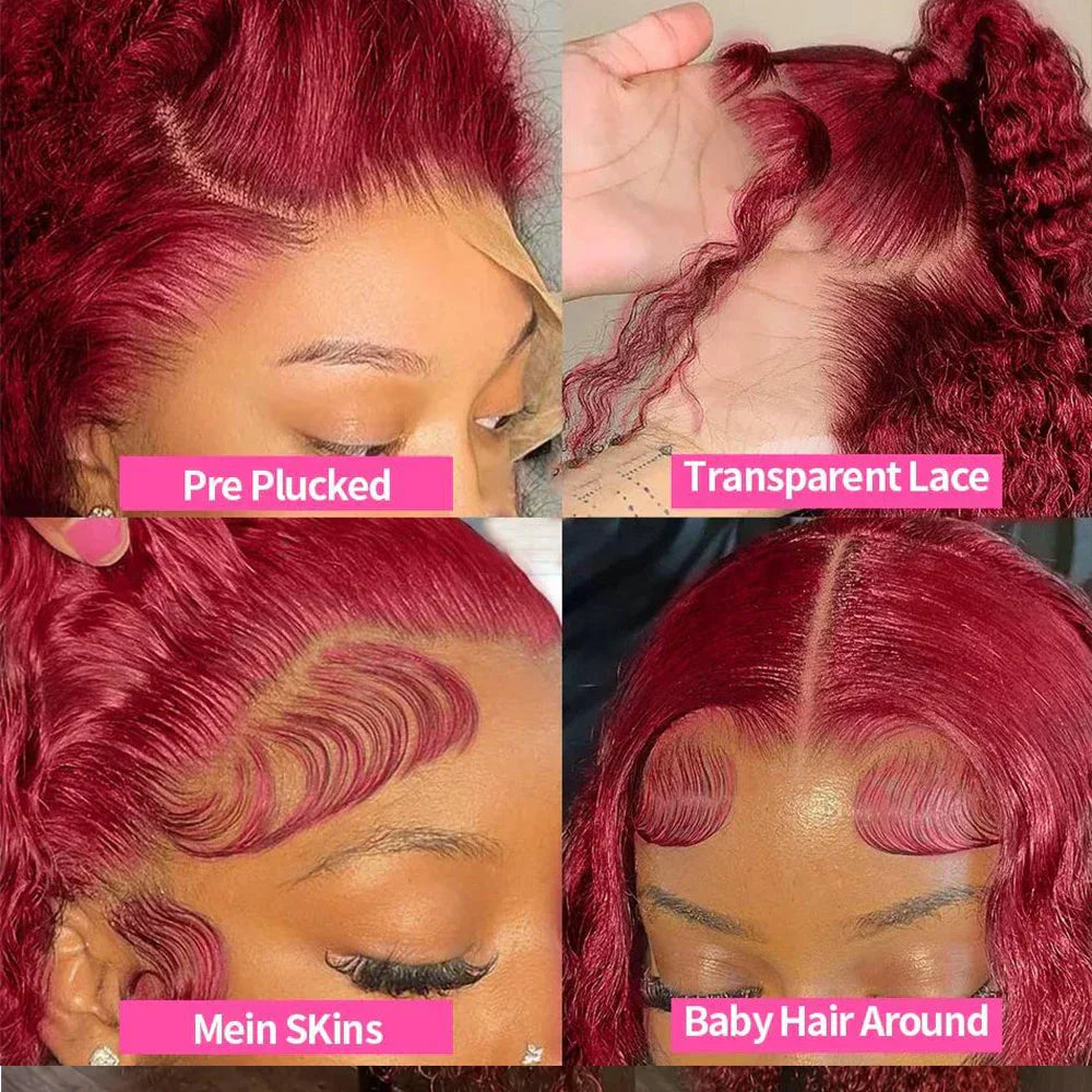 Burgundy Lace Front Human Hair Wig Loose