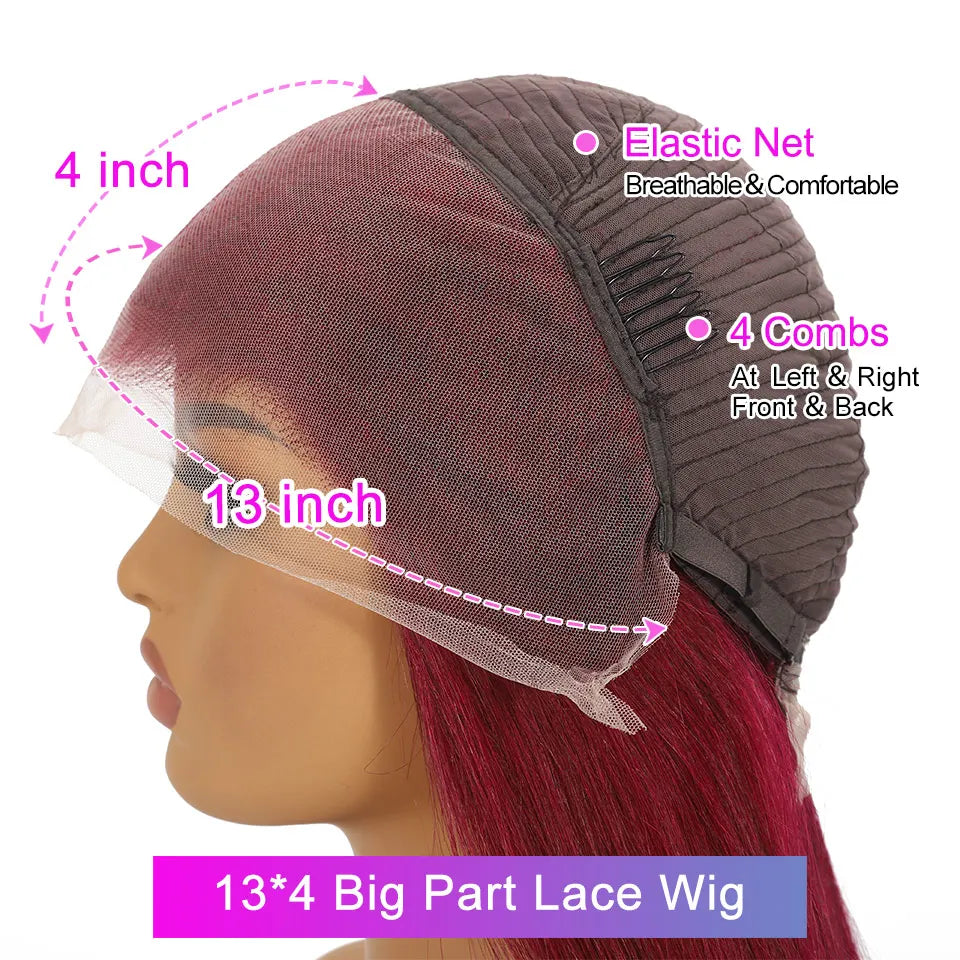 Burgundy Lace Front Human Hair Wig