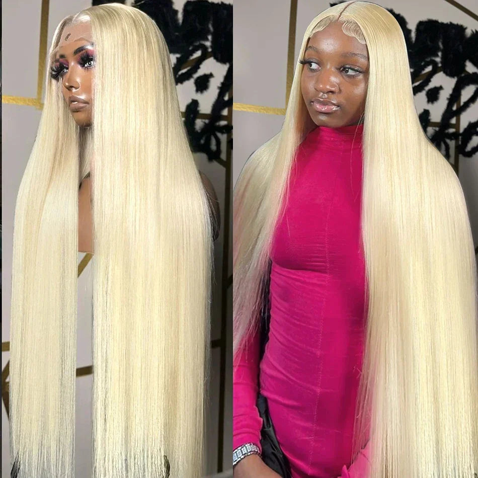 Straight  Blonde Lace Front Wig Human