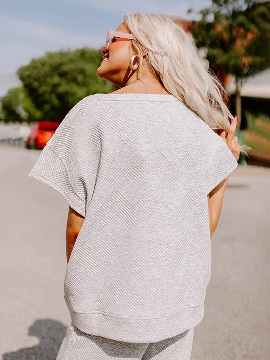 Spring Summer Casual Solid Short Sleeve T-Shirt Wide