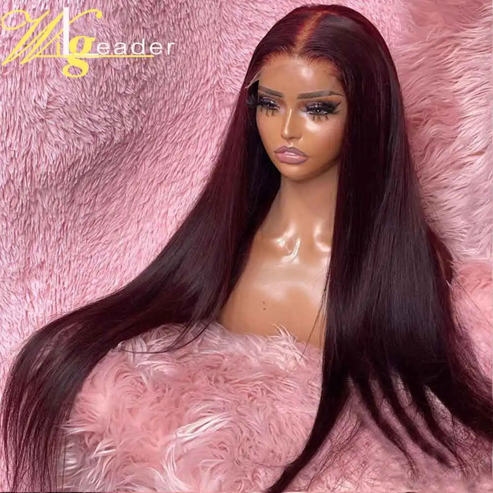 Deep Burgundy Human Hair Hd Lace Frontal Wigs