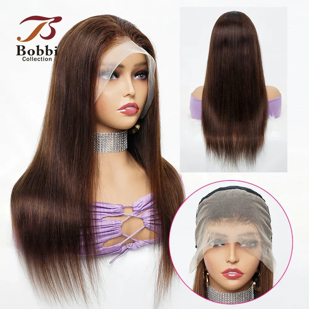 Brown Black Human Hair Wig For Women Lace