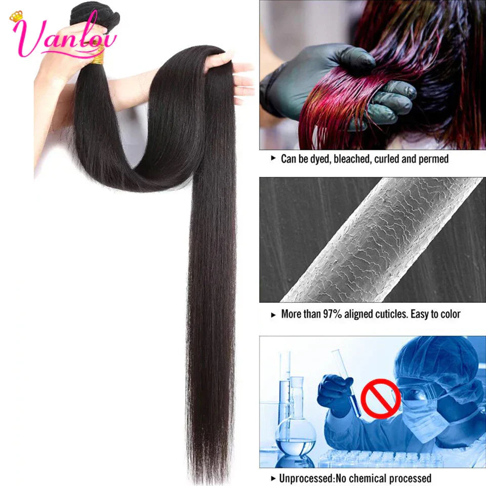 Vanlov Straight Hair Brazilian Straight Human Hair Weave