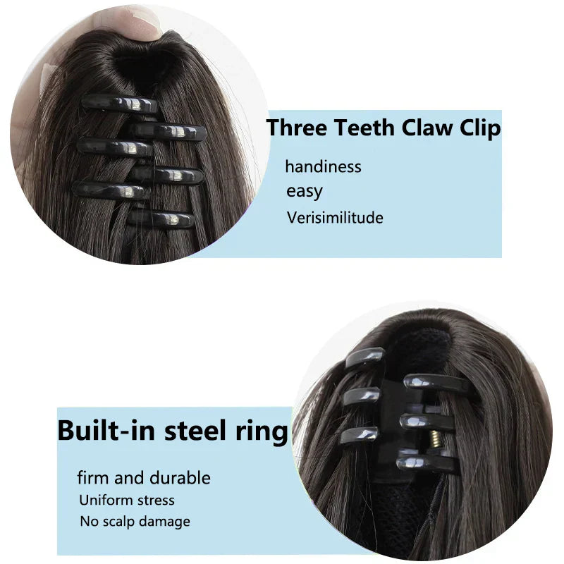 Ombre Color Straight Claw Clip On Ponytail Hair