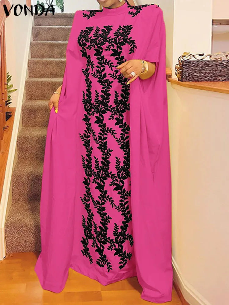 Vonda Women Printed Maxi Dresses Summer Long Robe