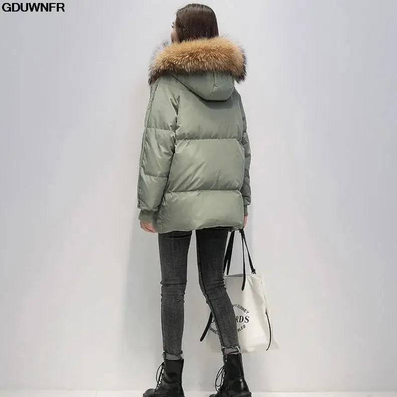 New Warm Thicken Loose Down Jacket Women Winter