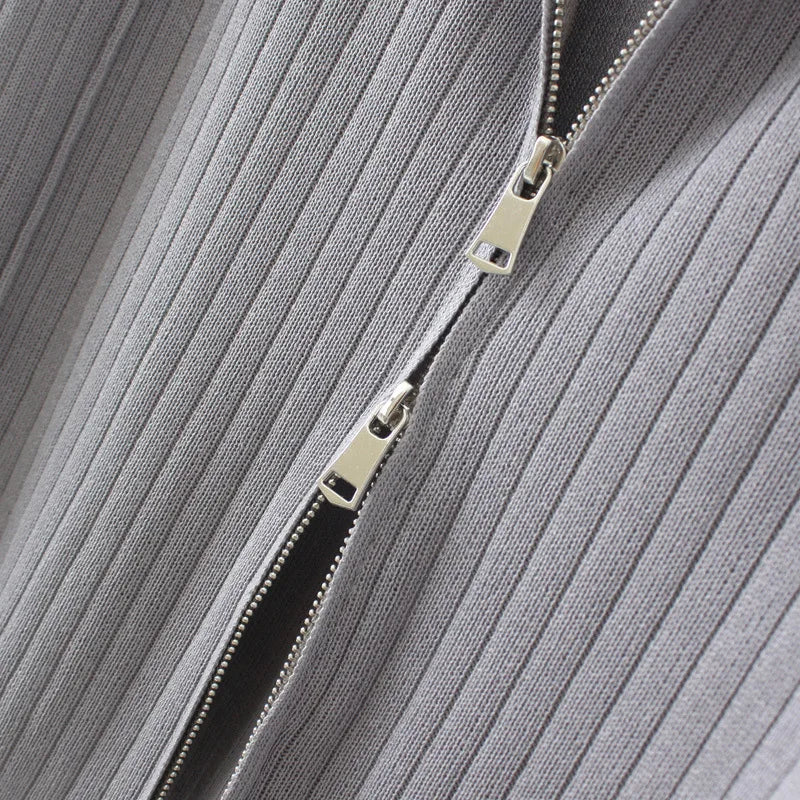 Autumn Clothes Women Cardigan Plus Two-Way Zipper Casual