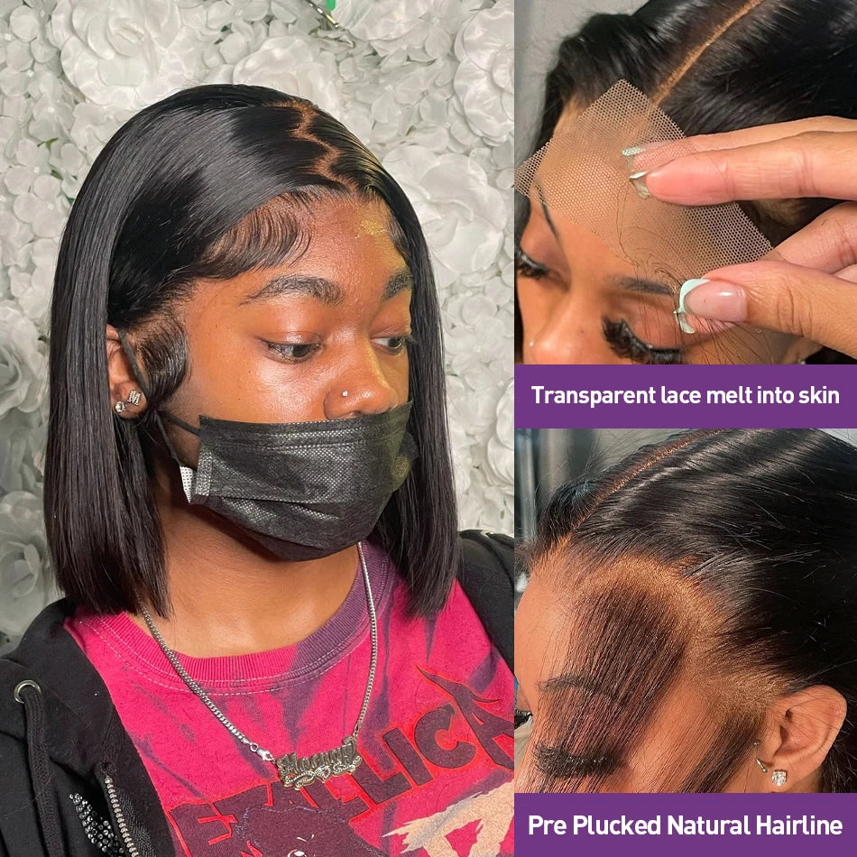 Straight Lace Frontal Bob Wig Pre Plucked