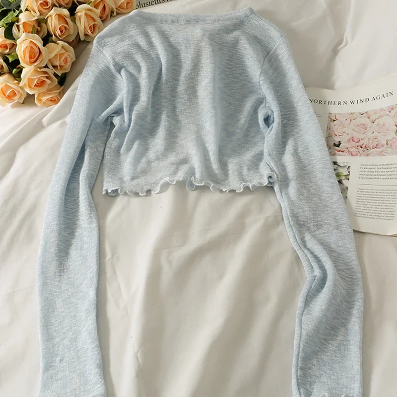 Women Frenum Cardigan Blouses And Tops Bow Lace