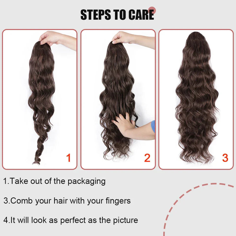 Vigorous Synthetic Long Body Wavy Drawstring Ponytail For