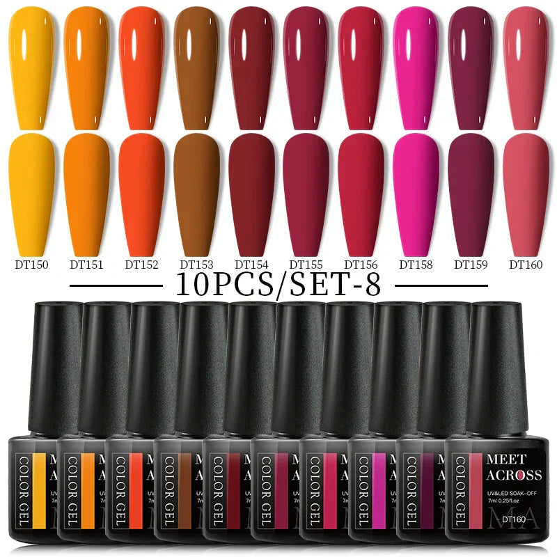 Nude Glitter Gel Nail Polish Set Purple Pink