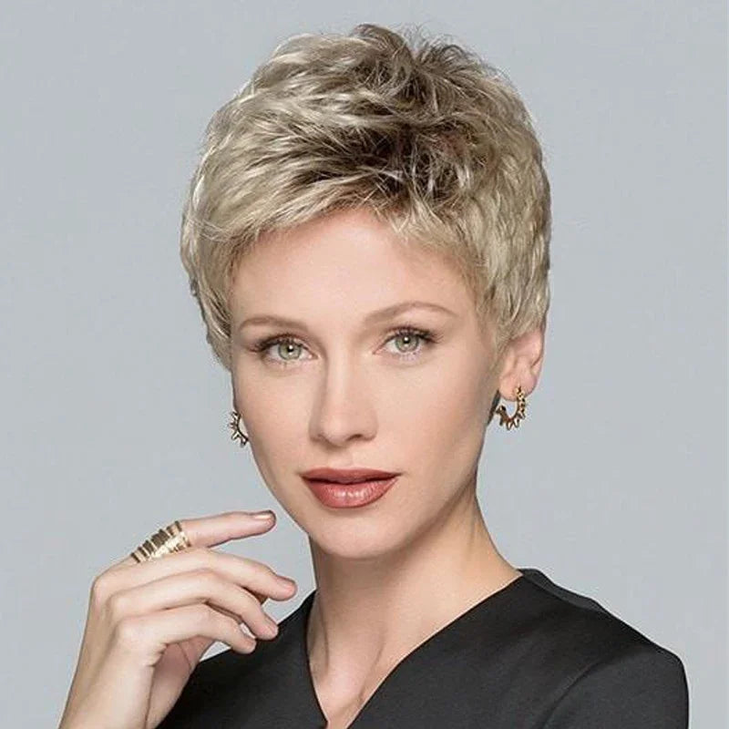 Women'S Fashion Short Synthetic Wigs Pixie Cut Blonde