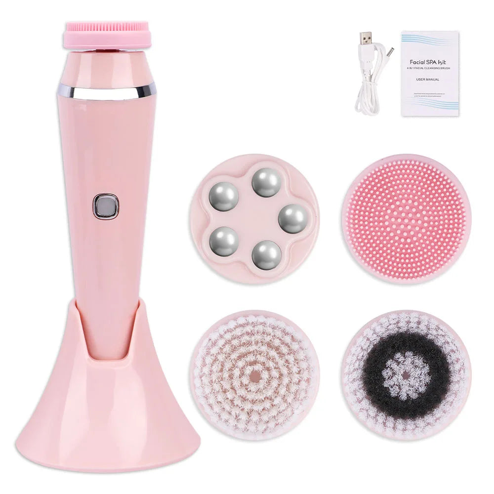 Head Electric Facial Cleansing Brush Silicone Rotating