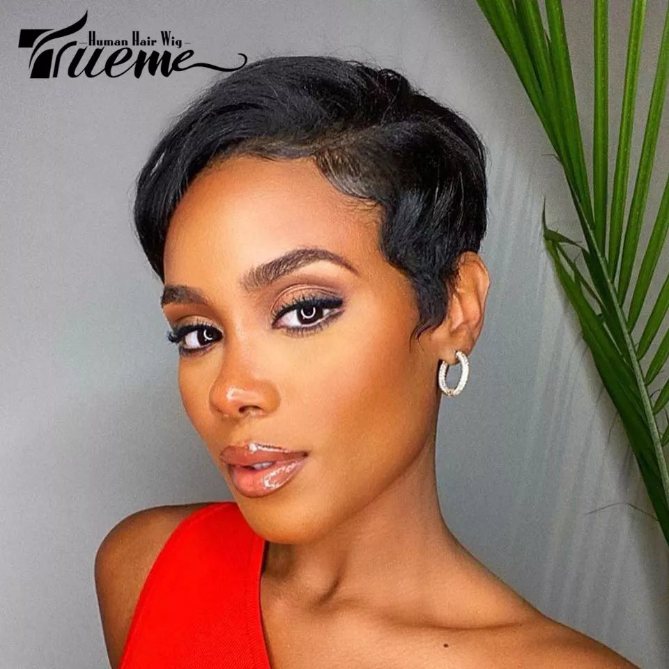 Trueme Short Pixie Cut Lace Wig Colored Brazilian