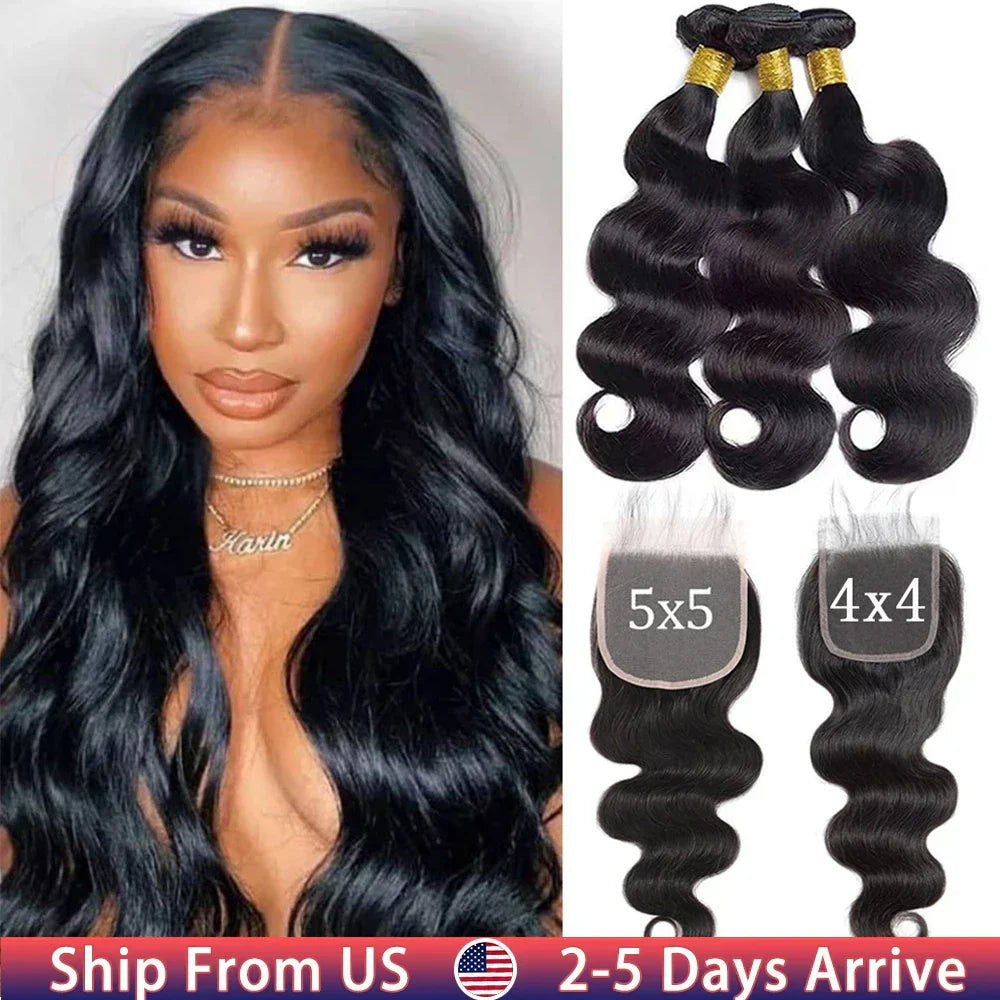 Body Wave Bundles With Closure Brazilian Hair Weave