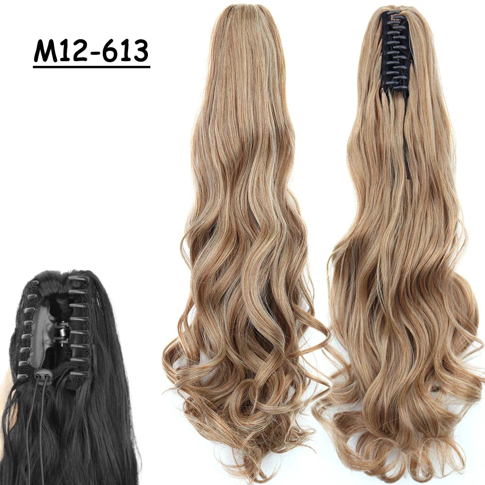 Synthetic Claw Clip On Ponytail Hair Extensions Long