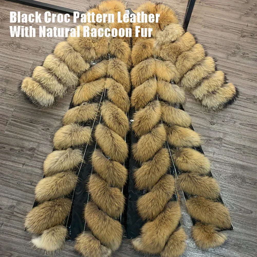 Yoloagain Autumn Luxury Real Fox Fur Coat Long