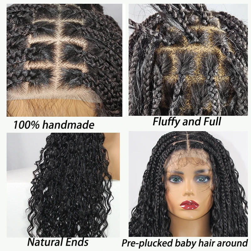 Boho Braided Lace Frontal Wig Wave Curly Goddess