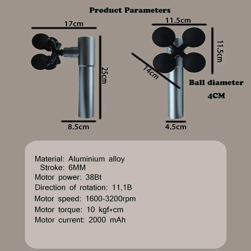 Lakeya Four-Headed Fascia Gun Body Massager Muscle Relaxation