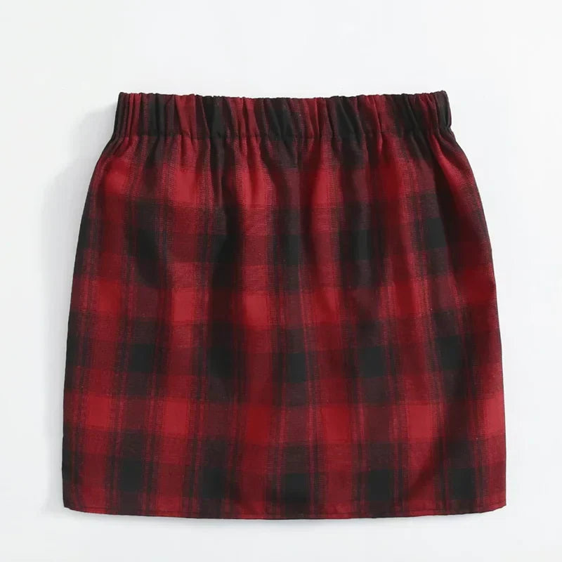 Plus Elastic Waist Summer Spring Casual Bandage Plaid