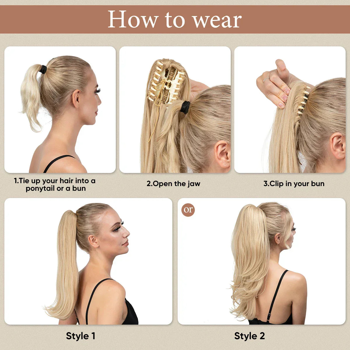Synthetic Claw Clip In Ponytail Hair Extensions Hairpiece