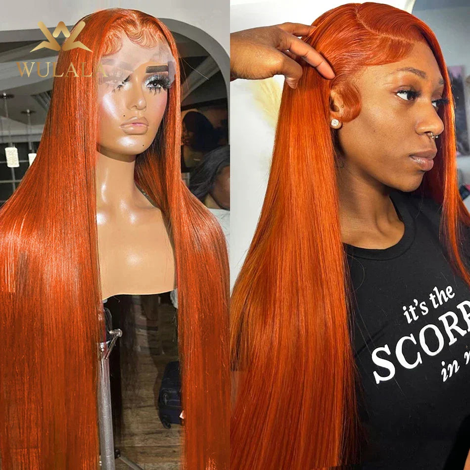 Ginger Orange Lace Front Human Hair Wigs X