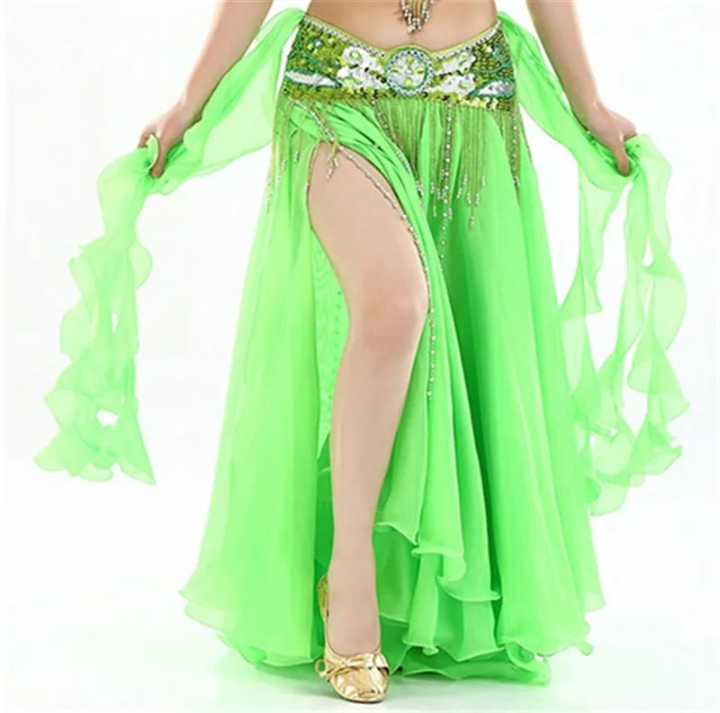 New Belly Dancing Skirt Woman Chiffon Split Sexy