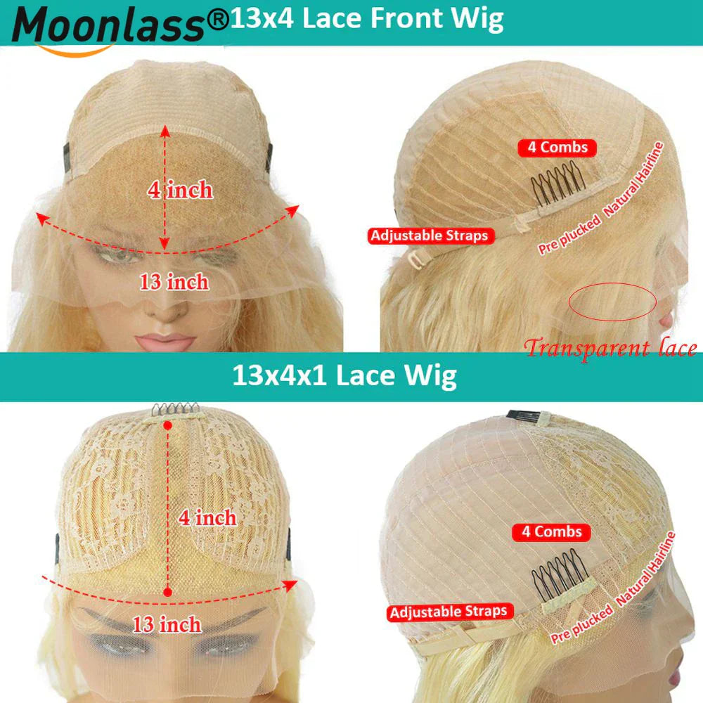 T4 13X4 Lace Frontal Human Hair Wig Blonde