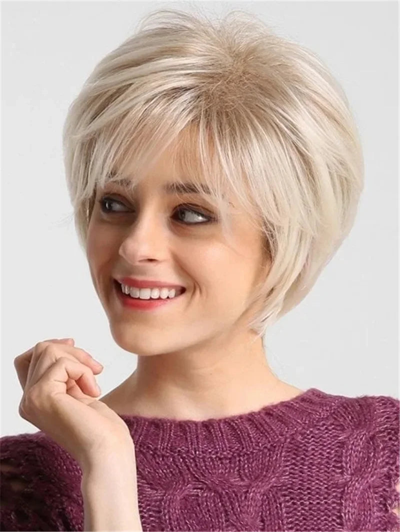 Women'S Fashion Short Synthetic Wigs Pixie Cut Blonde