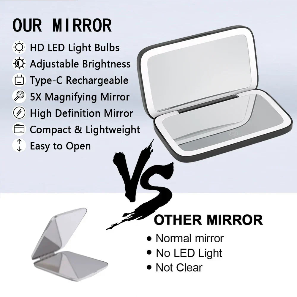 LED Compact Folding Makeup Mirror