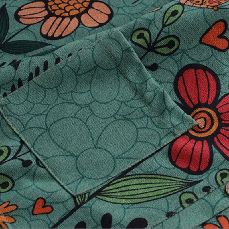 Plus Cardigan Women Spring Print V-Neck Two