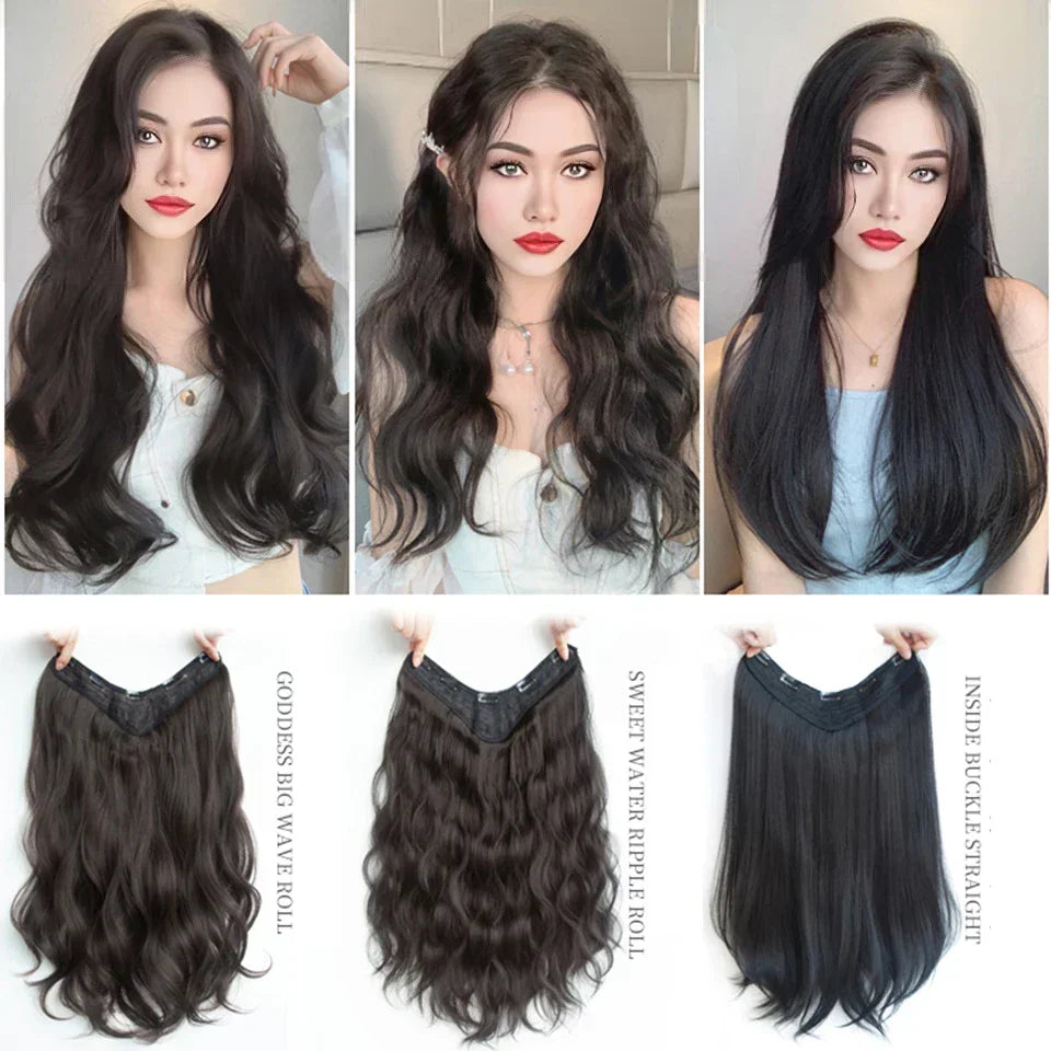 As-Part Synthetic Clip In Hair Extension Long Thick