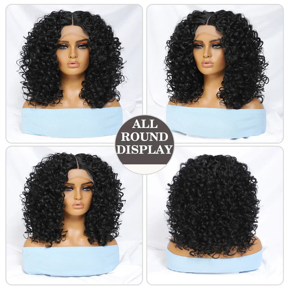 Kinky Curly Synthetic Lace Front Wig Black