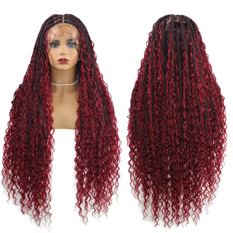 Long Full Lace Front Wigs Boho Cornrow Box